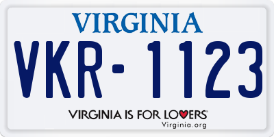 VA license plate VKR1123
