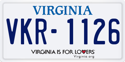 VA license plate VKR1126