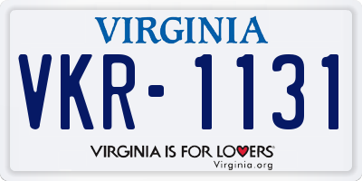 VA license plate VKR1131