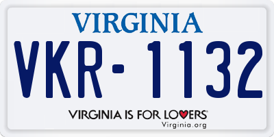 VA license plate VKR1132