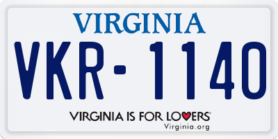 VA license plate VKR1140
