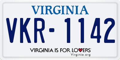 VA license plate VKR1142