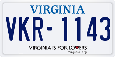 VA license plate VKR1143