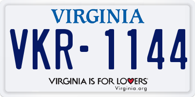 VA license plate VKR1144