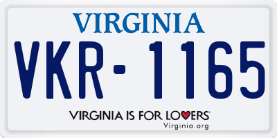 VA license plate VKR1165