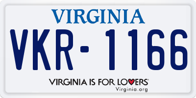 VA license plate VKR1166