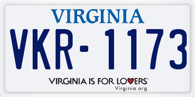 VA license plate VKR1173