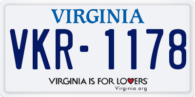 VA license plate VKR1178