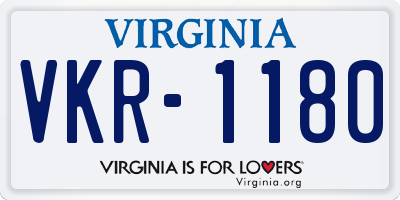 VA license plate VKR1180