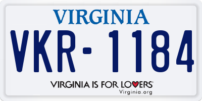 VA license plate VKR1184