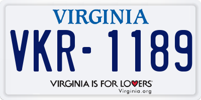VA license plate VKR1189