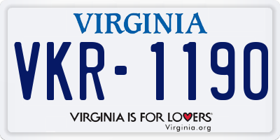 VA license plate VKR1190