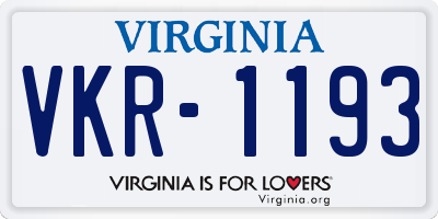 VA license plate VKR1193