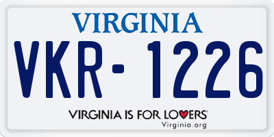 VA license plate VKR1226