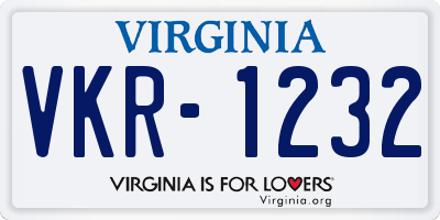VA license plate VKR1232