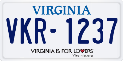 VA license plate VKR1237