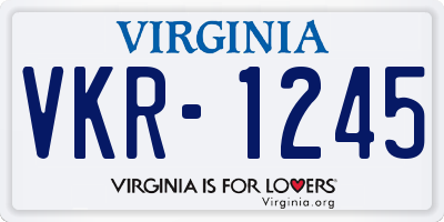 VA license plate VKR1245