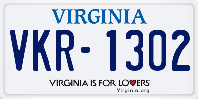 VA license plate VKR1302