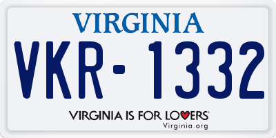 VA license plate VKR1332