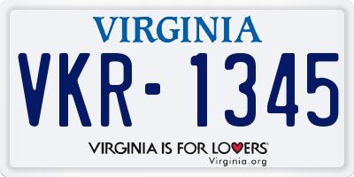 VA license plate VKR1345