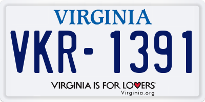 VA license plate VKR1391