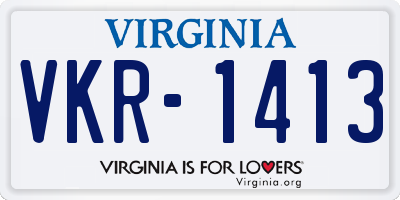 VA license plate VKR1413