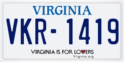 VA license plate VKR1419