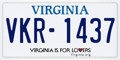 VA license plate VKR1437