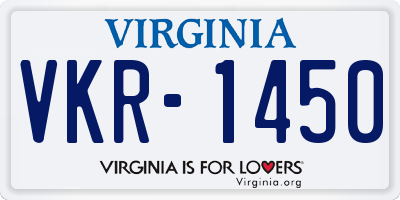 VA license plate VKR1450