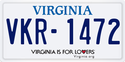 VA license plate VKR1472