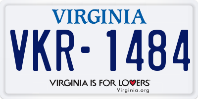 VA license plate VKR1484
