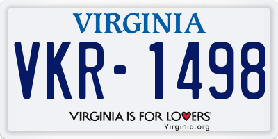 VA license plate VKR1498