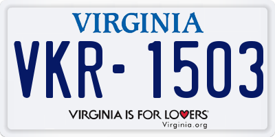 VA license plate VKR1503
