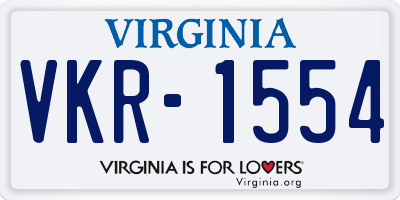 VA license plate VKR1554