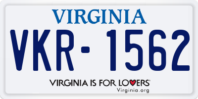 VA license plate VKR1562