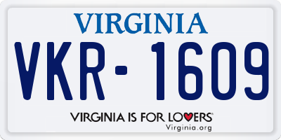 VA license plate VKR1609