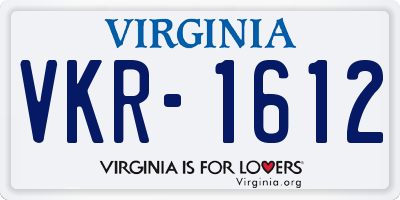 VA license plate VKR1612