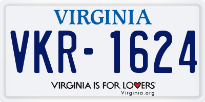 VA license plate VKR1624