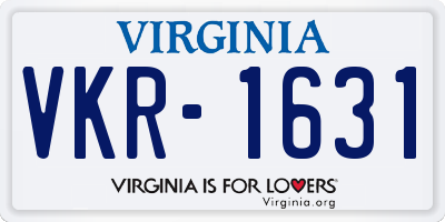 VA license plate VKR1631