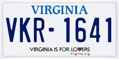 VA license plate VKR1641