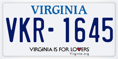 VA license plate VKR1645