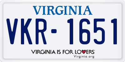 VA license plate VKR1651