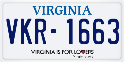 VA license plate VKR1663