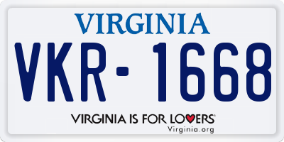 VA license plate VKR1668