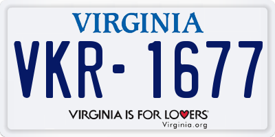 VA license plate VKR1677