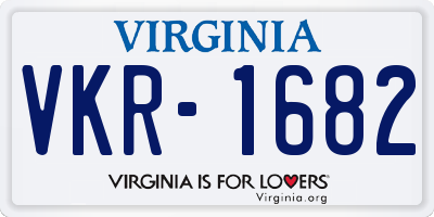 VA license plate VKR1682