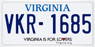 VA license plate VKR1685
