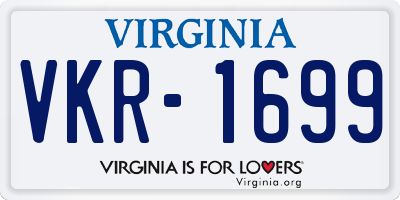 VA license plate VKR1699