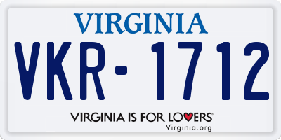 VA license plate VKR1712