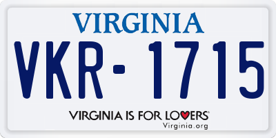 VA license plate VKR1715